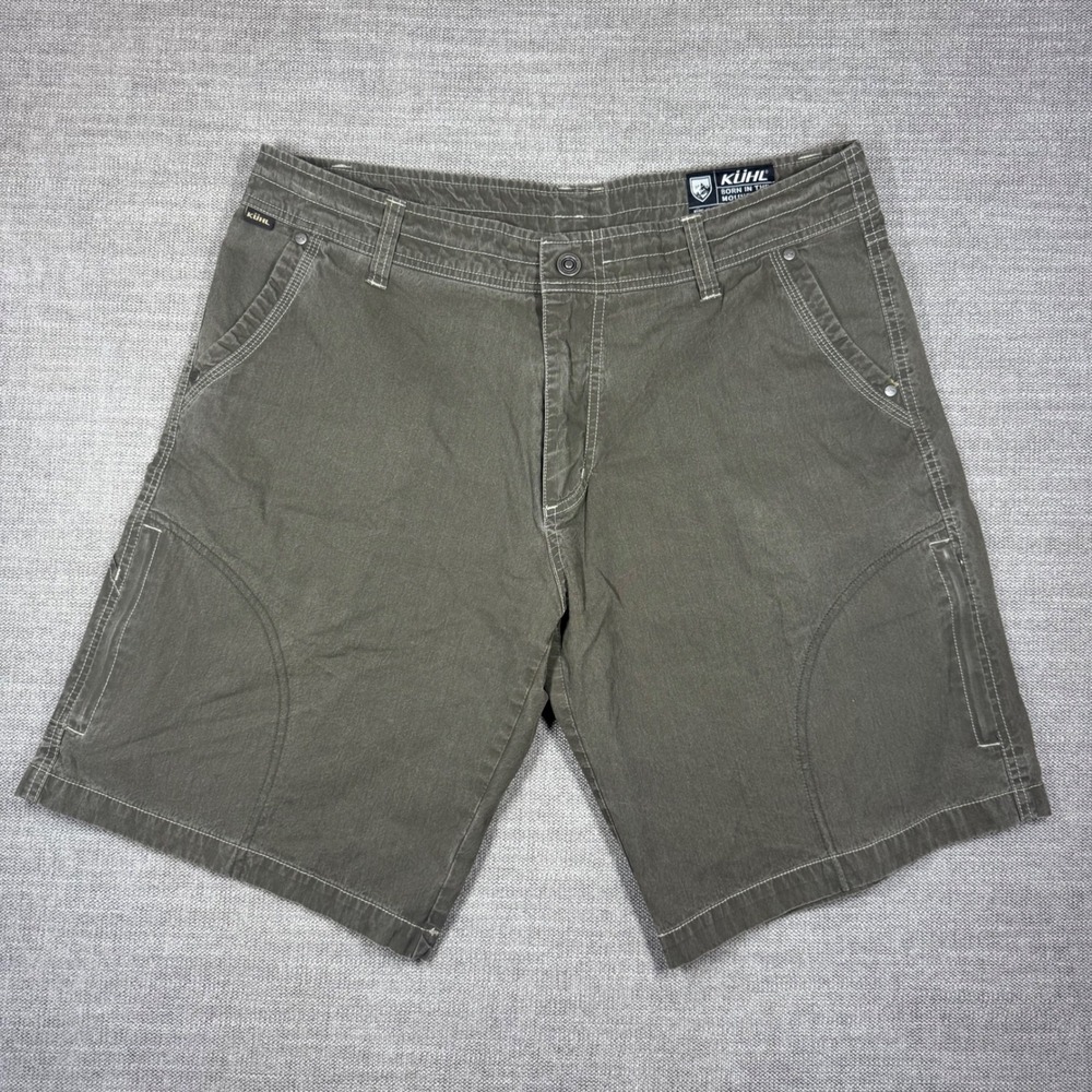 Kuhl Ramblr Vintage Patinadye Shorts Mens 36 Green Gray Hiking Cargo Outdoor *